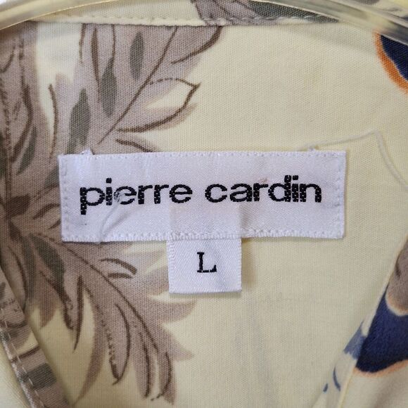 Pierre Cardin Tropical‎ Shirt Mens L Short Sleeve Yellow Floral Print Buttons - Picture 6 of 9